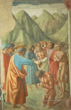 El bautismo de los neófitos Cristiano Quattrocento Renacimiento Masaccio Pinturas al óleo